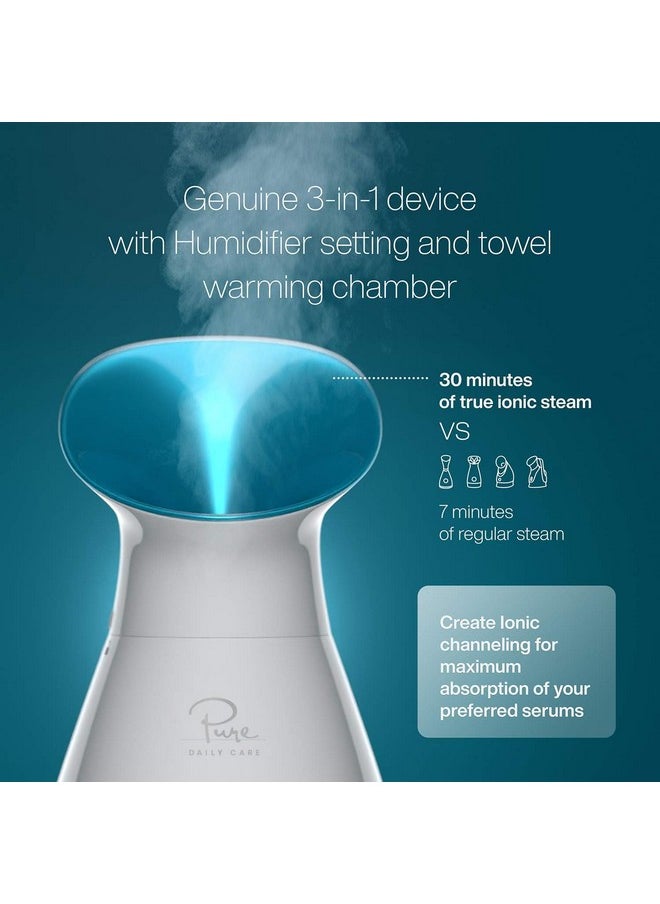 NanoSteamer Large 3-in-1 Nano Ionic Facial Steamer with Precise Temp Control - Humidifier - Unclogs Pores - Blackheads - Spa Quality - Bonus 5 Piece Stainless Steel Skin Kit (Teal)