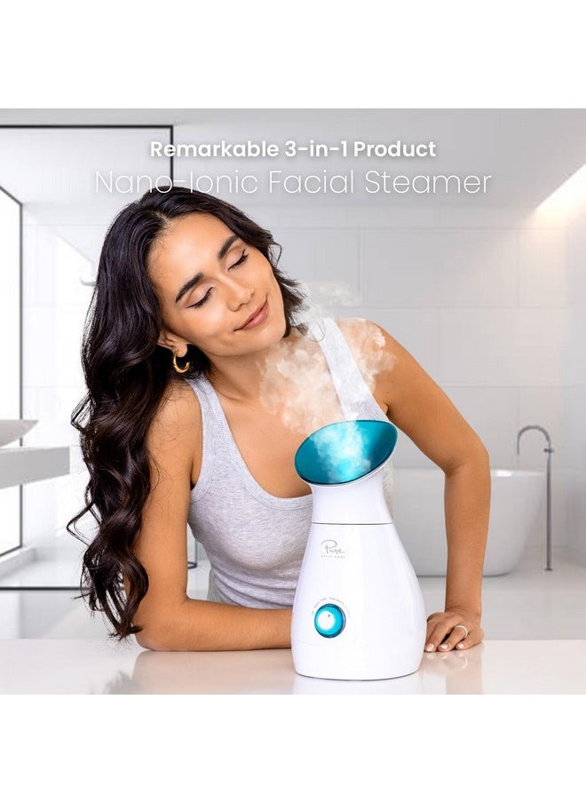 NanoSteamer Large 3-in-1 Nano Ionic Facial Steamer with Precise Temp Control - Humidifier - Unclogs Pores - Blackheads - Spa Quality - Bonus 5 Piece Stainless Steel Skin Kit (Teal)