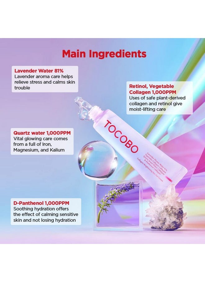 TOCOBO Collagen Brightening Eye Gel Cream | Quartz Water, Lavender Water Extract, Brightening Eye Care, Eye Lifting | Vegan, Collagen Eye cream, 1 Ounce (Pack of 1), 1 Ounce