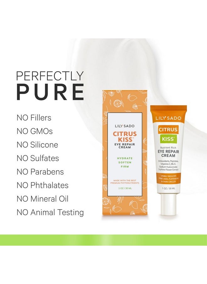 LILY SADO CITRUS KISS™ Eye Repair Cream - Antioxidant-Rich Natural Formula w/Peptides, Sodium Hyaluronate, and VITS C, B5 & E - Prevents Puffiness, Under-eye Wrinkles, Discoloration & Eye Bags - 1oz
