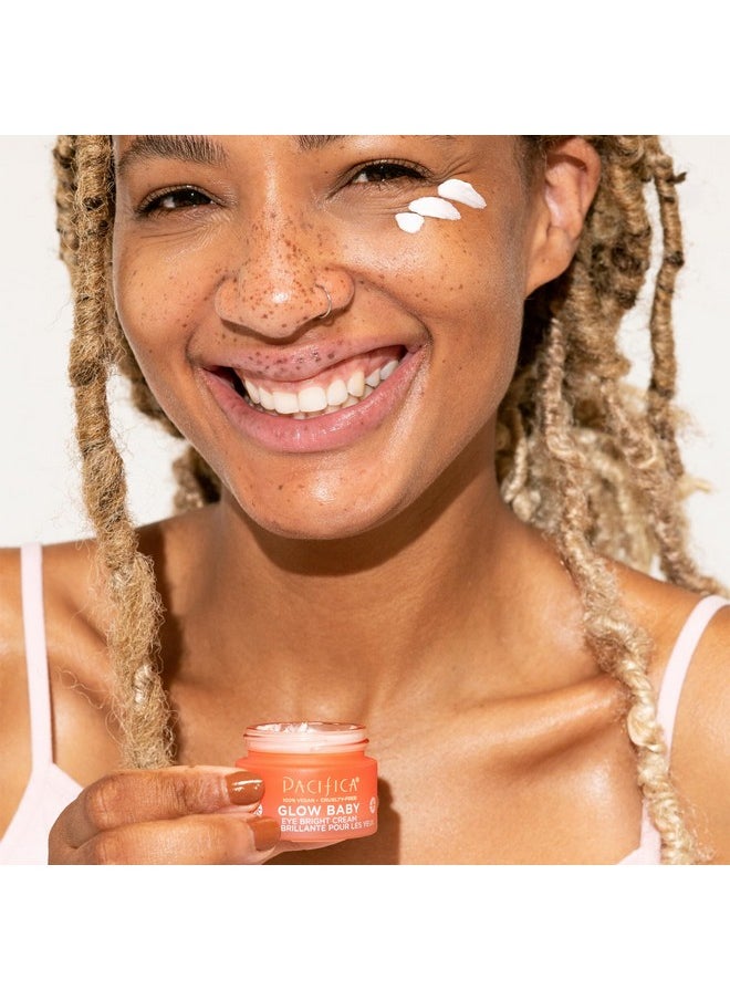 Pacifica Eye Cream for Women - Glow Baby Brightening Eye Cream Eye Cream - Dark Circles Caffeine Under Eye Treatment w/ Vitamin C, Caffeine, Hyaluronic Acid Vegan Cruelty-Free Dermatologist Tested