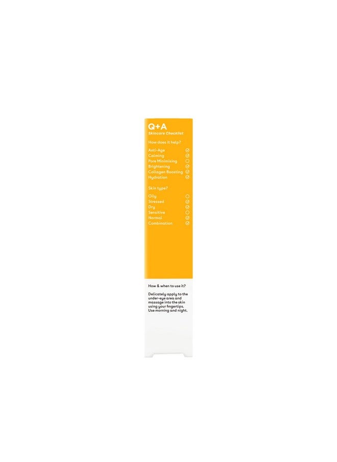 Q+A Eye Cream, a blend of Cherry Extract, and Glycogen, to reinvigorate delicate skin, delivering an essential hit of moisture, 15ml