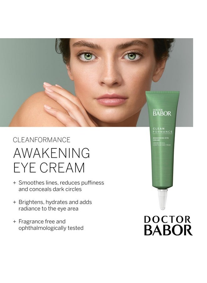 BABOR CLEANFORMANCE Awakening Eye Cream, Moisturizes Under Eyes, Smooth Lines & Reduce Bags and Puffiness, Lightweight Luminous Reflect to Conceal Dark Circles, 0.5 oz