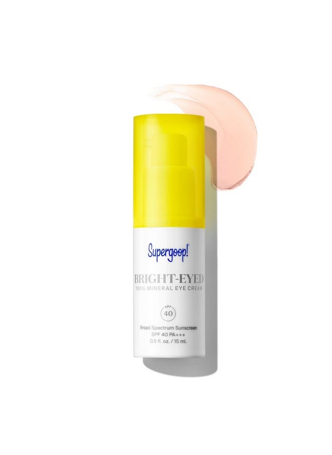 Supergoop! Bright-Eyed 100% Mineral Eye Cream, 0.5 fl oz - SPF 40 PA+++ Hydrating & Illuminating Mineral Sunscreen - Under Eye Cream for Dark Circles & Puffiness - Revives Tired Eyes