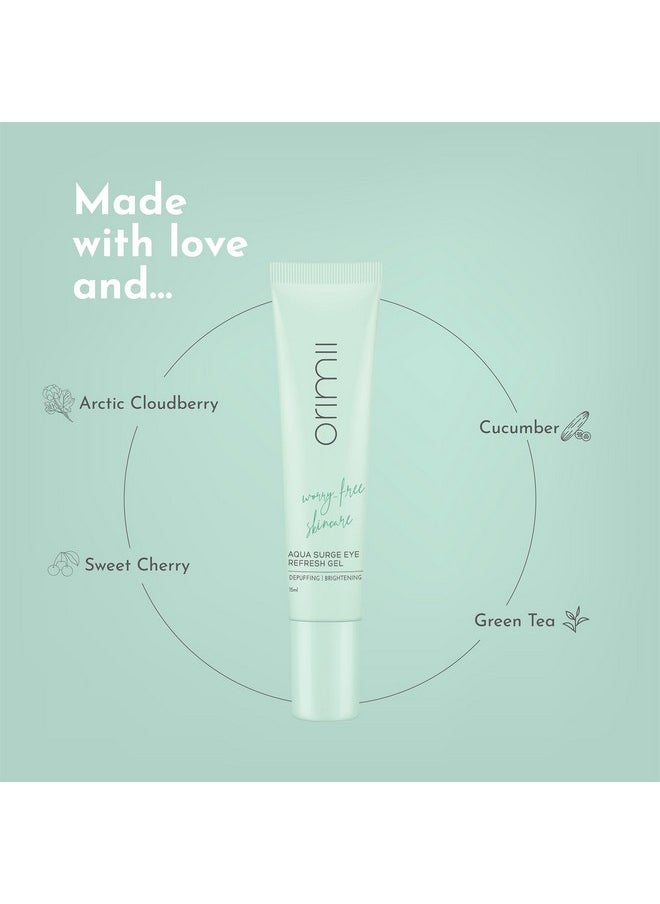 Orimii Under Eye Cream for Dark Circles | Enriched with Arctic Cloudberry (Natural Vitamin C) For Skin Brightening; Cucumber & Green Tea For Puffiness & Wrinkles Reduction - Gel Based (15ml)