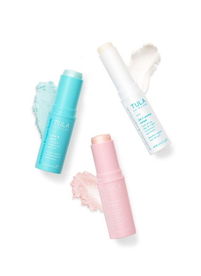 TULA Skin Care Eye Balm Extravaganza - Dark Circle Under Eye Treatment, Instantly Hydrate and Brighten Undereye Area & Leave the Ultimate Glow, 3-Piece Kit