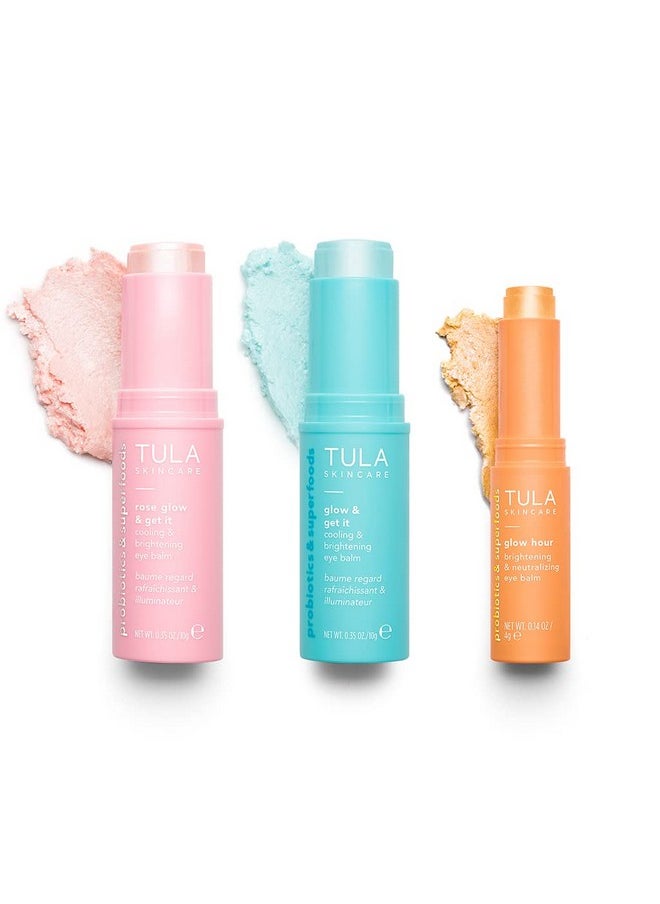 TULA Skin Care Eye Balm Extravaganza - Dark Circle Under Eye Treatment, Instantly Hydrate and Brighten Undereye Area & Leave the Ultimate Glow, 3-Piece Kit