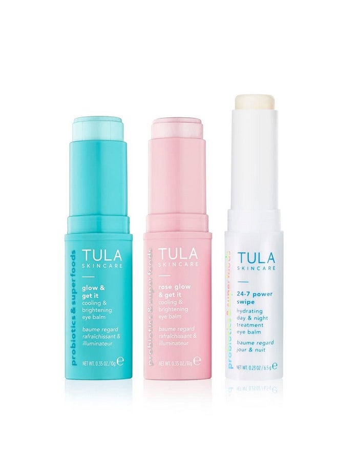 TULA Skin Care Eye Balm Extravaganza - Dark Circle Under Eye Treatment, Instantly Hydrate and Brighten Undereye Area & Leave the Ultimate Glow, 3-Piece Kit