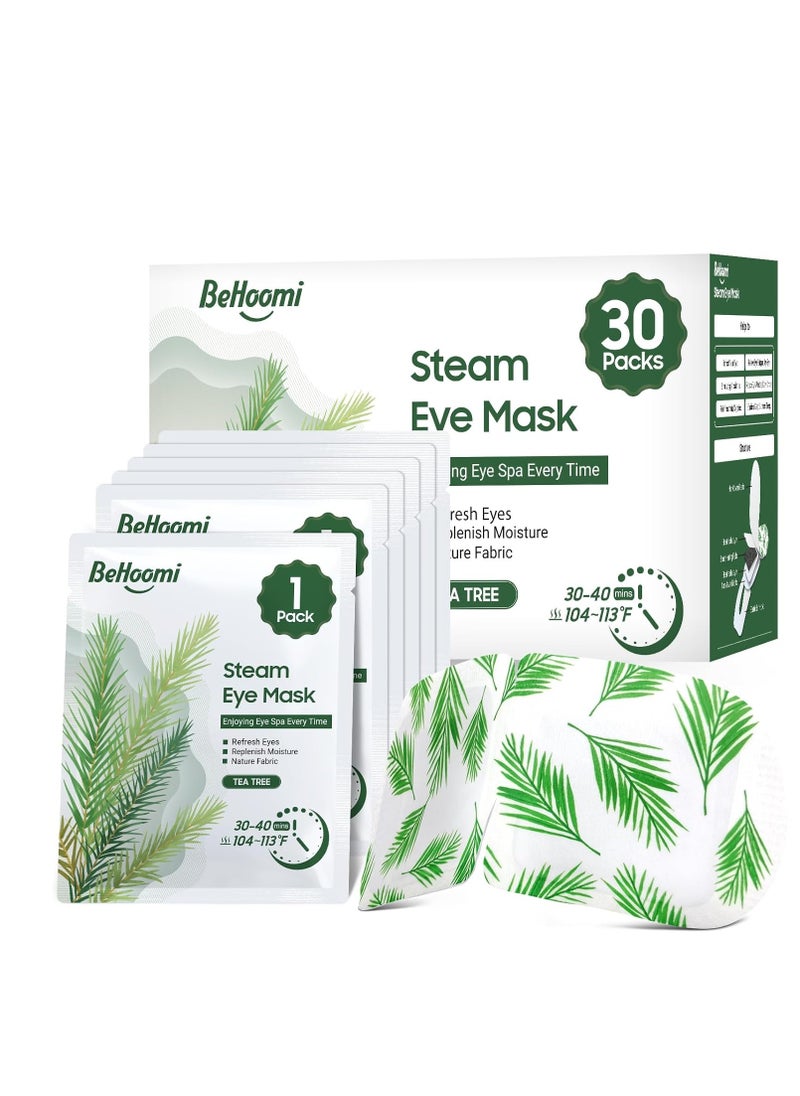 30Packs Steam Eye Mask, Heated Eye Mask Warm Compress for Eyes, Self Heating Disposable Eye Masks for Home Sleep, Spa, Travel Essentials & Relaxation Gifts, Stocking Stuffers (Tea Tree)