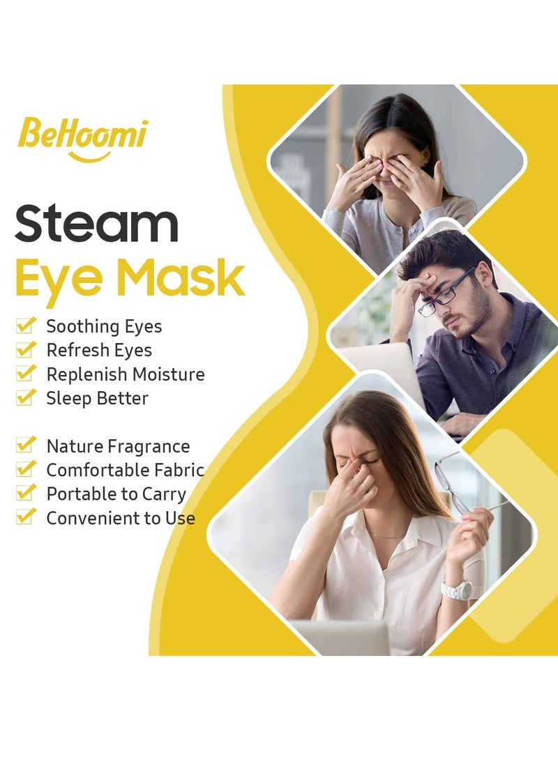 20 Packs Steam Eye Mask, Heated Eye Mask Warm Compress for Eyes, Disposable Self Heating Eye Mask for Sleep, Spa, Travel Essentials & Relaxation Gifts for Women, Stocking Stuffers (Chamomile)