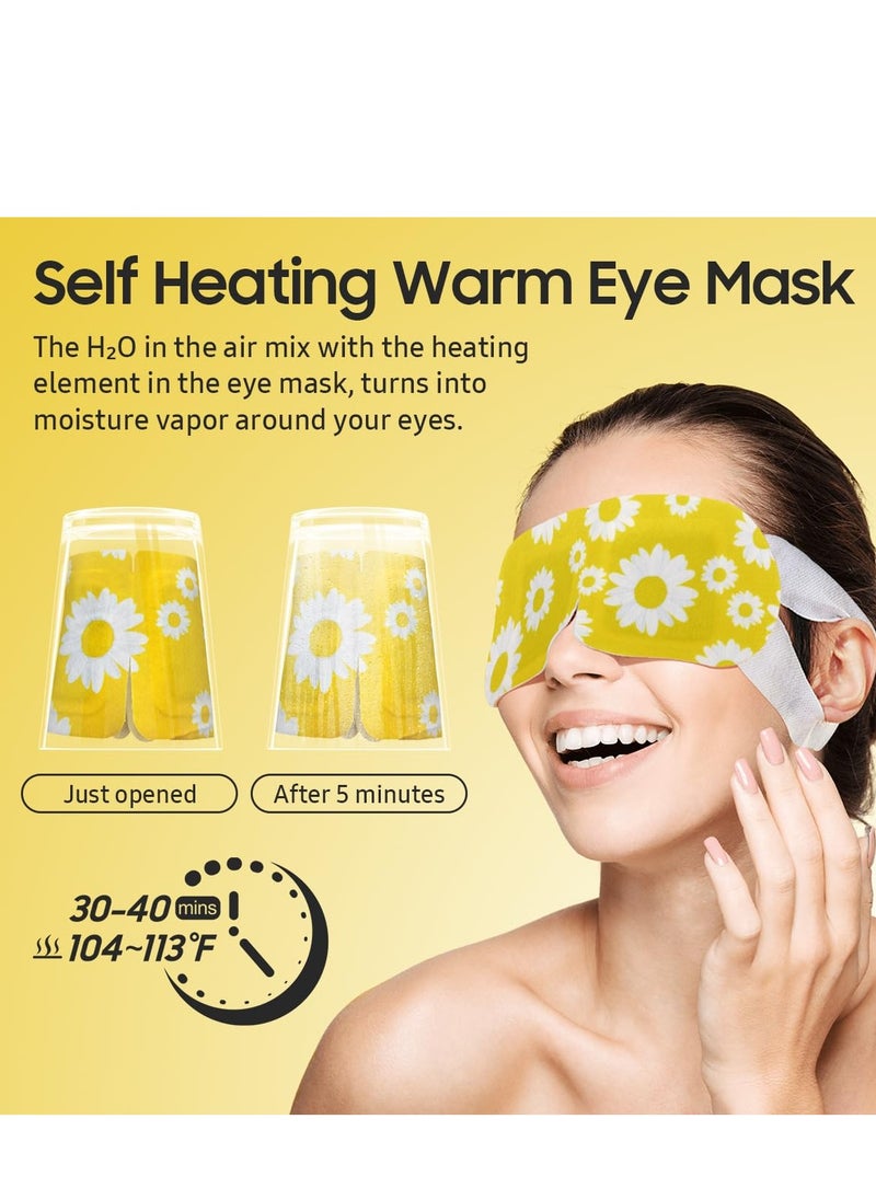 20 Packs Steam Eye Mask, Heated Eye Mask Warm Compress for Eyes, Disposable Self Heating Eye Mask for Sleep, Spa, Travel Essentials & Relaxation Gifts for Women, Stocking Stuffers (Chamomile)
