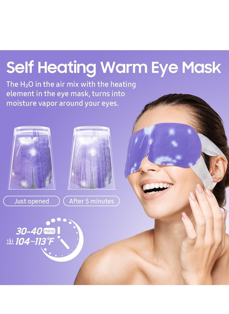 BeHoomi Steam Eye Mask, 10 Packs Heated Eye Mask, Self Heating Disposable SPA Warm Compress for Eyes Sleep Mask, Travel Essentials & Relaxation Gifts, Stocking Stuffers (Lavender Scent)