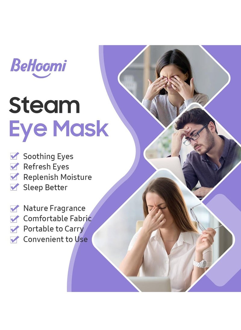 BeHoomi Steam Eye Mask, 10 Packs Heated Eye Mask, Self Heating Disposable SPA Warm Compress for Eyes Sleep Mask, Travel Essentials & Relaxation Gifts, Stocking Stuffers (Lavender Scent)