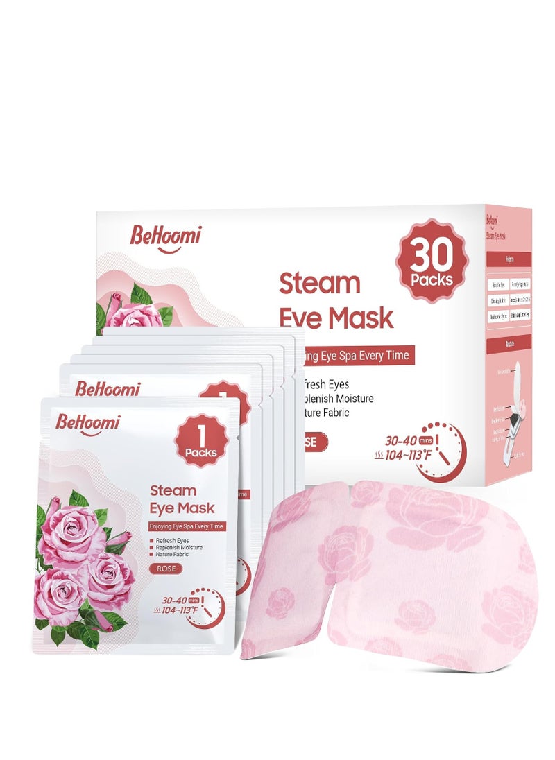 30Packs Steam Eye Mask, Heated Eye Mask Warm Compress for Eyes, Self Heating Disposable Eye Masks for Home Sleep, Spa, Travel Essentials & Relaxation Gifts, Stocking Stuffers (Rose)