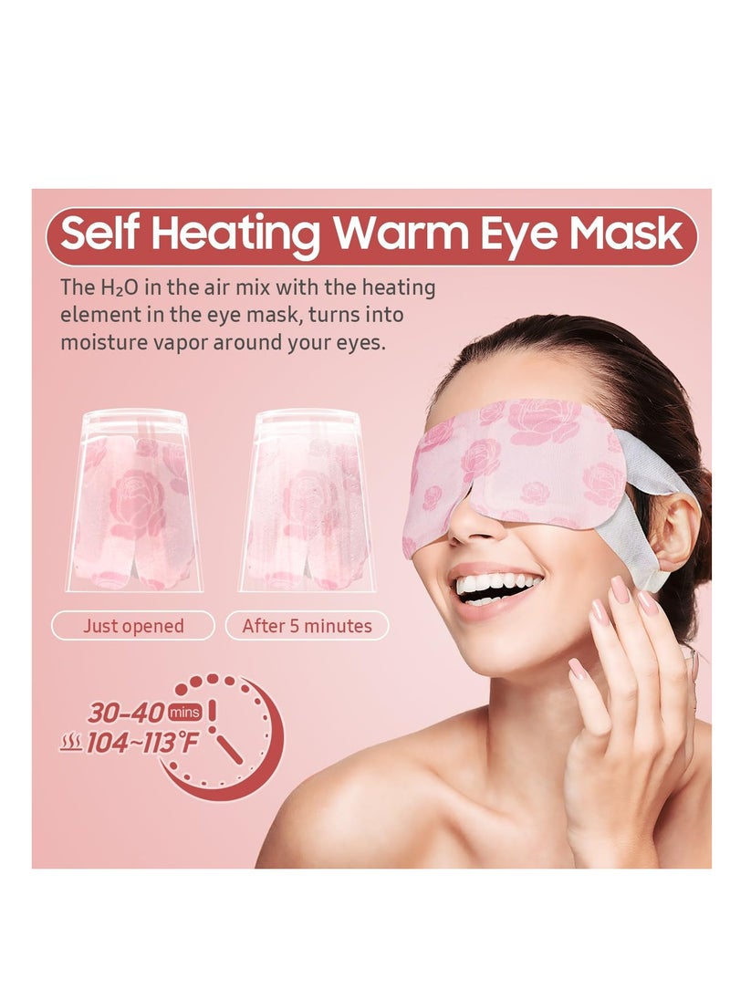 30Packs Steam Eye Mask, Heated Eye Mask Warm Compress for Eyes, Self Heating Disposable Eye Masks for Home Sleep, Spa, Travel Essentials & Relaxation Gifts, Stocking Stuffers (Rose)