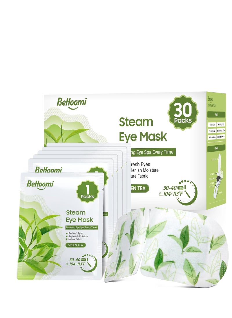 30Packs Steam Eye Mask, Heated Eye Mask Warm Compress for Eyes, Self Heating Disposable Eye Masks for Home Sleep, Spa, Travel Essentials & Relaxation Gifts, Stocking Stuffers (Green Tea)