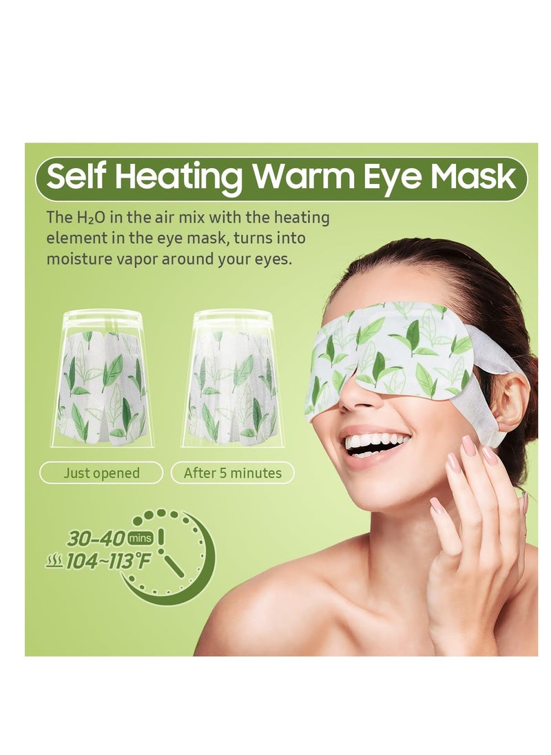 30Packs Steam Eye Mask, Heated Eye Mask Warm Compress for Eyes, Self Heating Disposable Eye Masks for Home Sleep, Spa, Travel Essentials & Relaxation Gifts, Stocking Stuffers (Green Tea)