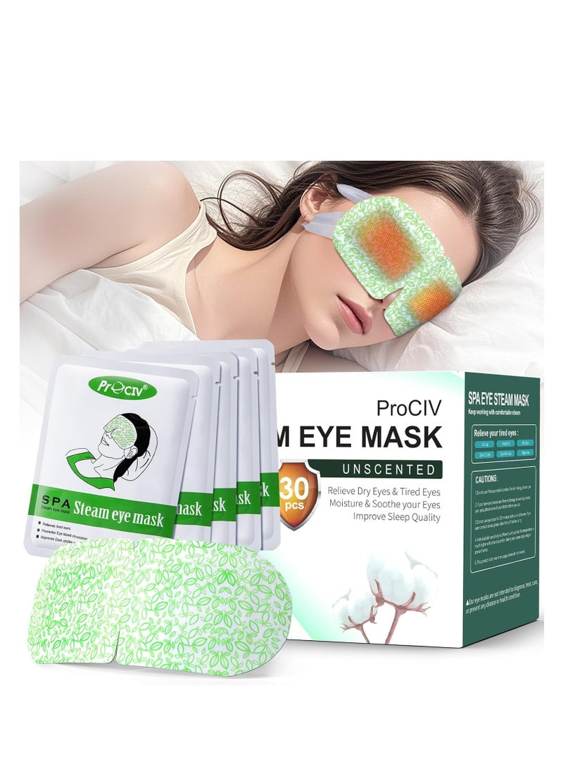 ProCIV 30 Packs Steam Eye Mask, Heated Eye Masks Relaxing Gifts for Women Soothing Eye Fatigue Hot Sleep Mask, Warm Eye Compress for Dry Eyes, Disposable Eye Mask for Travel Essentials