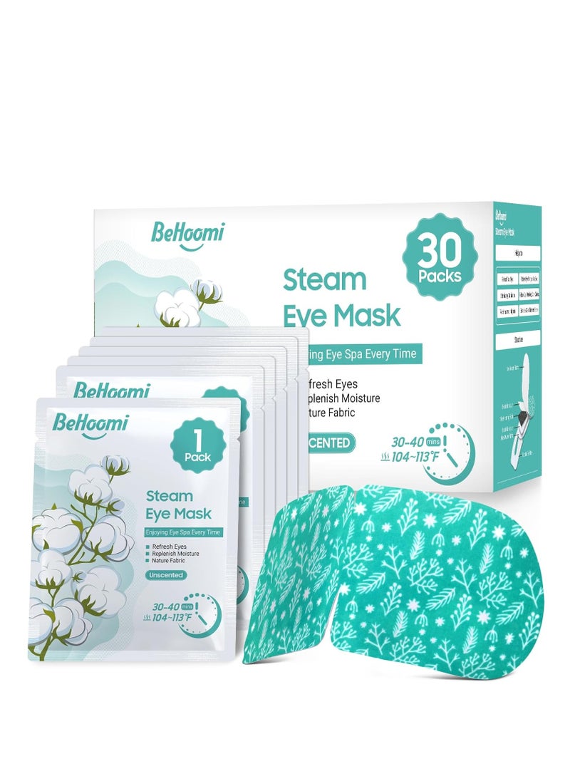 30Packs Steam Eye Mask, Heated Eye Mask Warm Compress for Eyes, Self Heating Disposable Eye Masks for Home Sleep, Spa, Travel Essentials & Relaxation Gifts, Stocking Stuffers (Unscented)