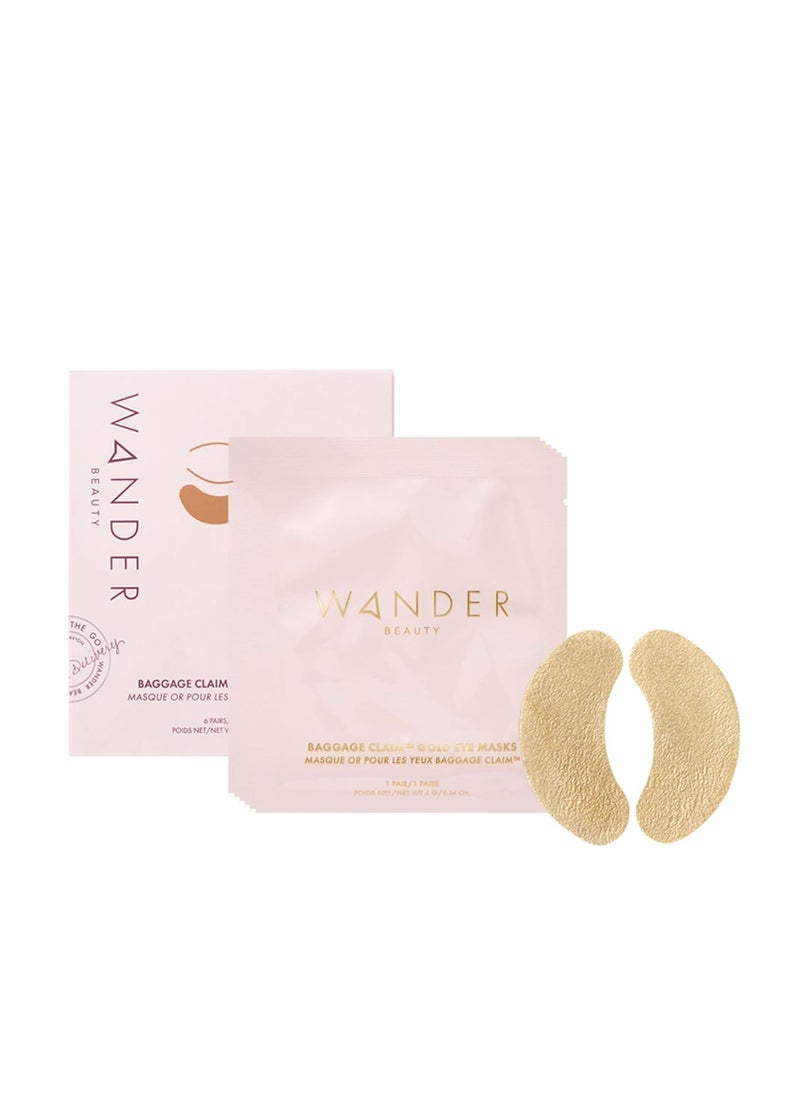 Wander Beauty Baggage Claim - Gold Foil Under Eye Patches For Dark Circles and Puffiness - Under Eye Mask Depuffs & Firms - Brightening Eye Mask for Under Eye Bags (6 Pairs)