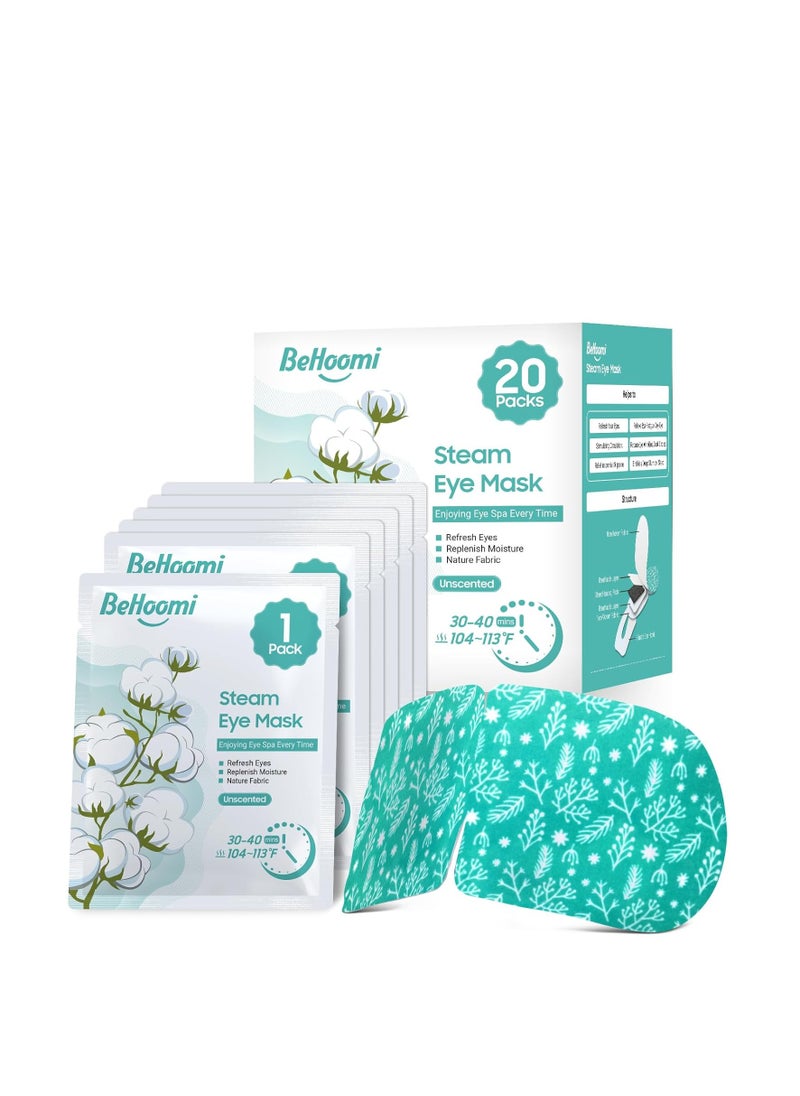 20 Packs Steam Eye Mask, Heated Eye Mask Warm Compress for Eyes, Disposable Self Heating Eye Mask for Sleep, Spa, Travel Essentials & Relaxation Gifts for Women, Stocking Stuffers (Unscented)