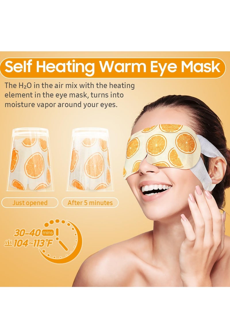 30Packs Steam Eye Mask, Heated Eye Mask Warm Compress for Eyes, Self Heating Disposable Eye Masks for Home Sleep, Spa, Travel Essentials & Relaxation Gifts, Stocking Stuffers (Sweet Orange)