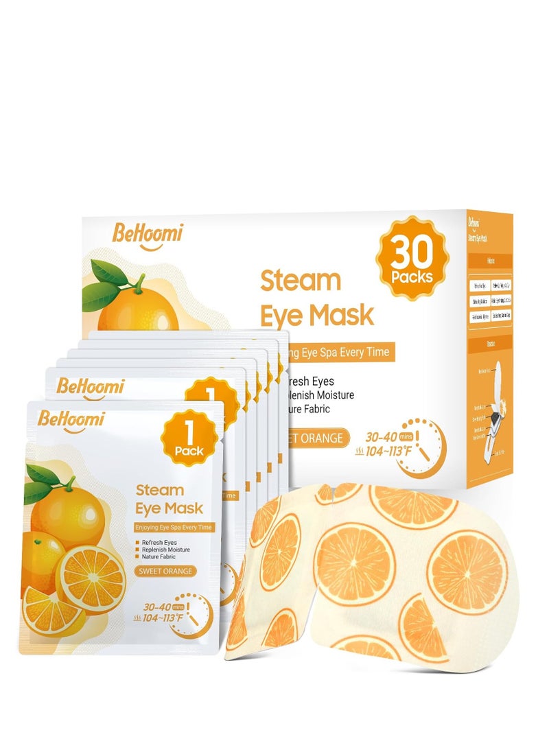 30Packs Steam Eye Mask, Heated Eye Mask Warm Compress for Eyes, Self Heating Disposable Eye Masks for Home Sleep, Spa, Travel Essentials & Relaxation Gifts, Stocking Stuffers (Sweet Orange)