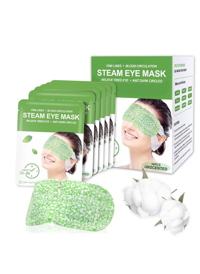 16 Packs Steam Eye Masks for Dry Eyes, SPA Warm Eye Mask, Relief Eye Fatigue Hot Sleep Eye Mask for Puffy Eyes Mask, Disposable Moist Heating Compress Pads for Sleeping, Christmas Gift, Unscented