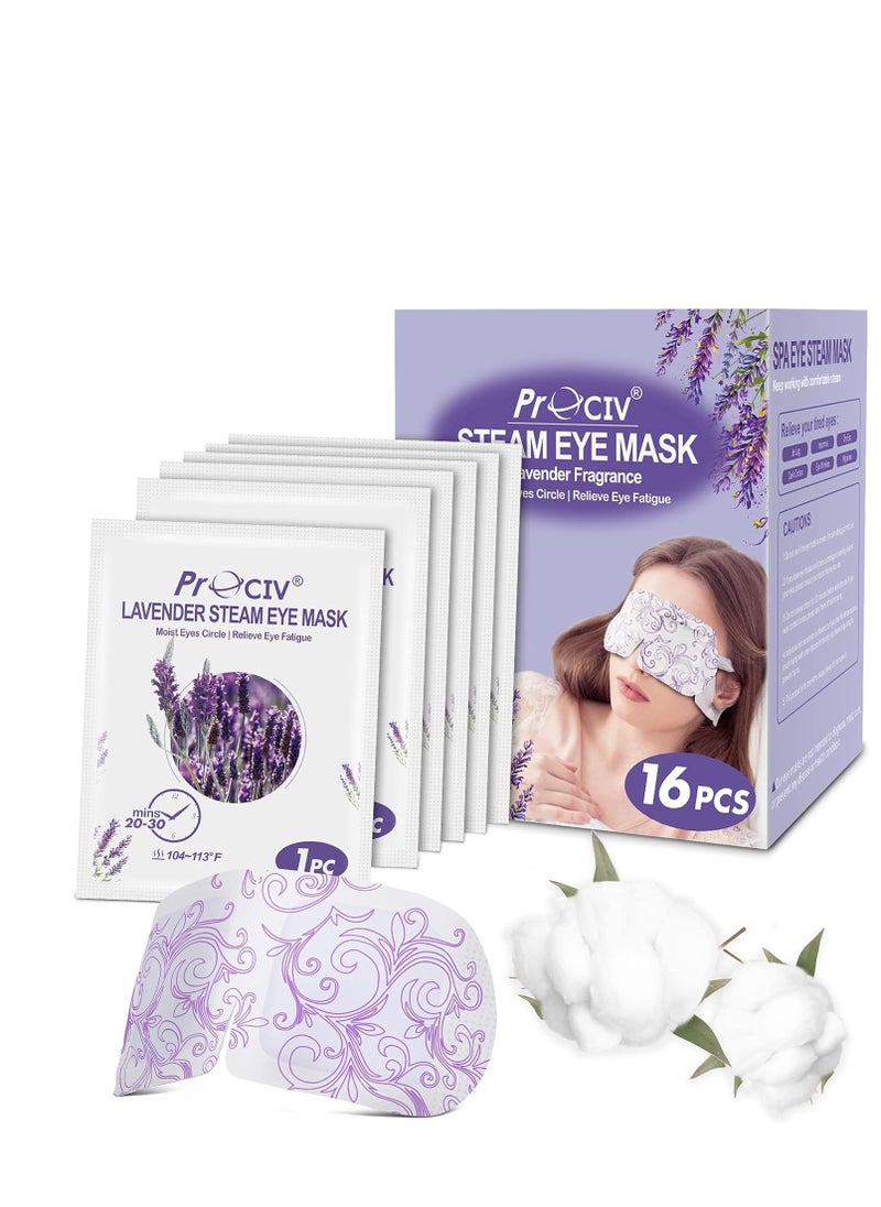16 Packs Steam Eye Masks for Dry Eyes Self Heated Eye Mask Disposable Sleep Mask Soothing Headache Relief Dry Eye,Hot Warm Compress for Stress Relief Relief Eye Fatigue, Spa Gifts Travel Essentials