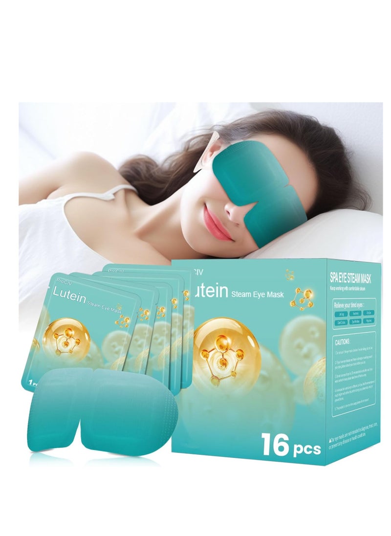 ProCIV 16 Packs Steam Eye Mask Lutein, Heated Eye Masks Relaxing Gifts for Women Soothing Eye Fatigue Hot Sleep Mask, Warm Eye Compress for Dry Eyes, Disposable Eye Mask for Travel Essentials
