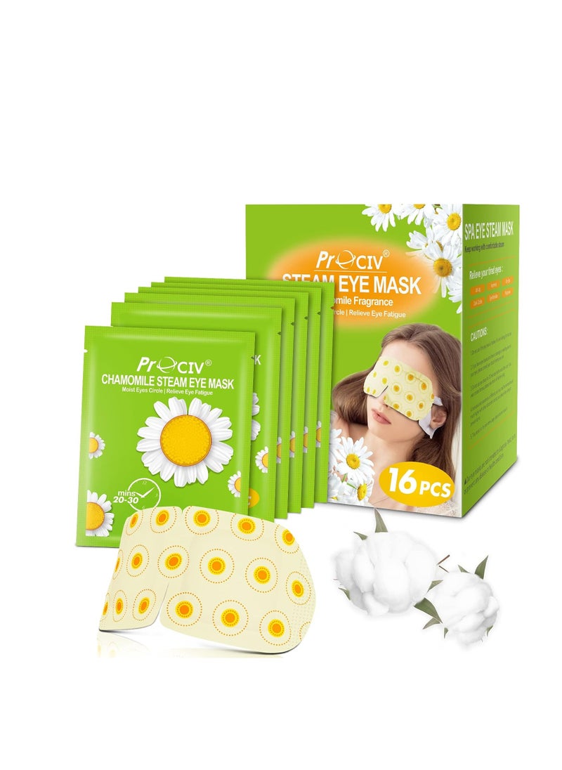ProCIV 16 Packs Steam Eye Masks for Dry Eyes Heating Eye Mask Warm Compress for Eyes Relief Stress, Eye Fatigue SPA Essential Self Heating Moist Sleep Mask Women's Day Gift