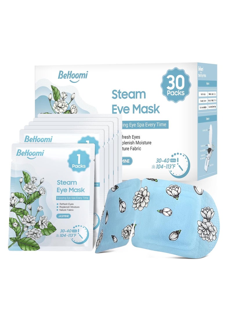 30Packs Steam Eye Mask, Heated Eye Mask Warm Compress for Eyes, Self Heating Disposable Eye Masks for Home Sleep, Spa, Travel Essentials & Relaxation Gifts, Stocking Stuffers (Jasmine)