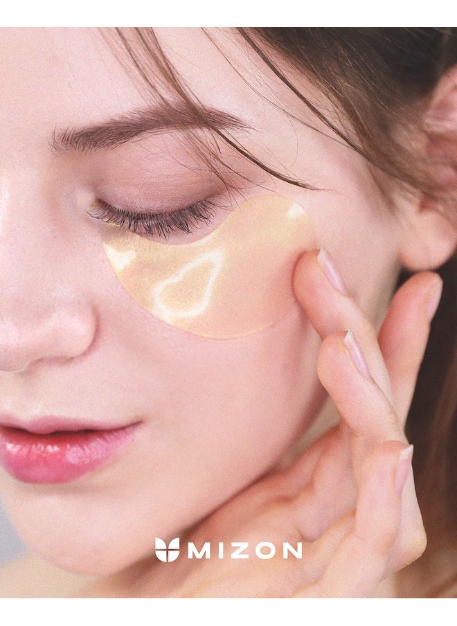 MIZON SNAIL INTENSIVE GOLD EYE GEL PATCH for Dark Circles, Moisturising Eye Serum Mask, Cooling Hydrogel for Under Eye Bags, Reduces Wrinkle 30 PAIRS (Gold & Snail)