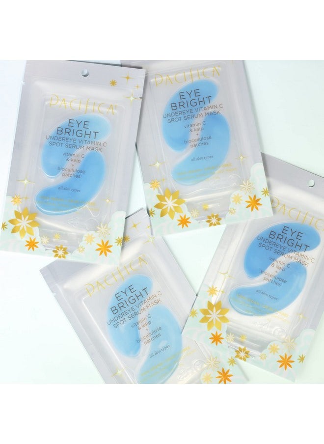 Pacifica Undereye Spot Serum Mask - Bright Eye Vitamin C Mask for Dark Circles & Hydration, Brightening Under Eye Treatment, Vegan & Cruelty-Free, 4 Pack