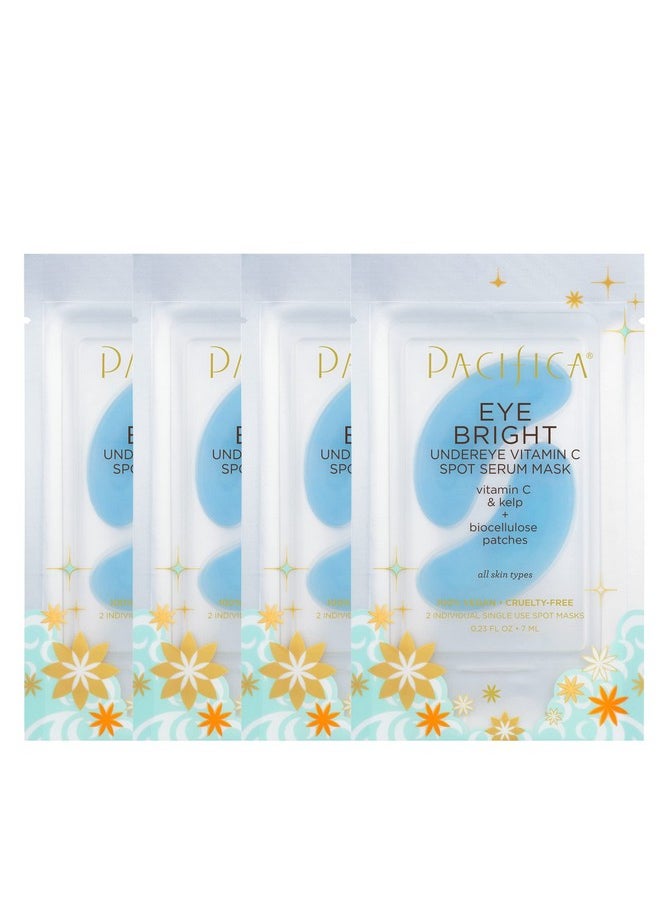 Pacifica Undereye Spot Serum Mask - Bright Eye Vitamin C Mask for Dark Circles & Hydration, Brightening Under Eye Treatment, Vegan & Cruelty-Free, 4 Pack