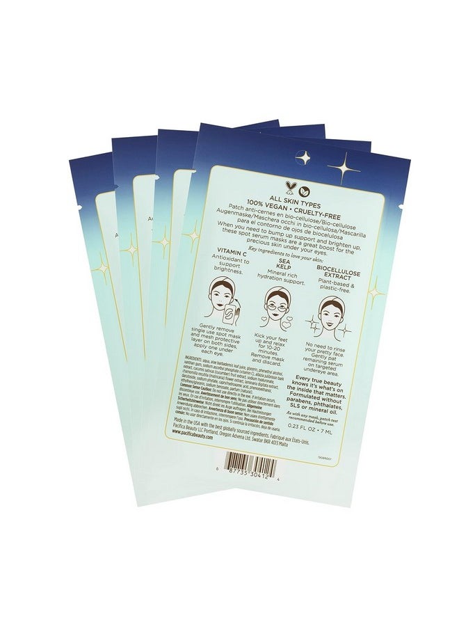 Pacifica Undereye Spot Serum Mask - Bright Eye Vitamin C Mask for Dark Circles & Hydration, Brightening Under Eye Treatment, Vegan & Cruelty-Free, 4 Pack