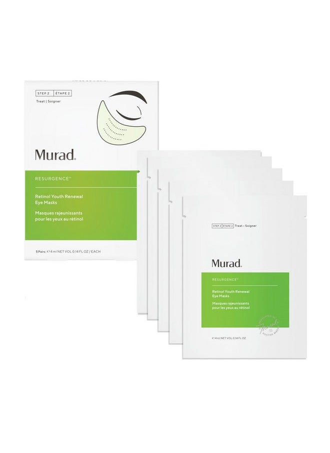 Murad Dr. Zion Retinol Youth Renewal Eye Masks - No-Slip Under Eye Patches for Fine Lines, Wrinkles, Crow’s Feet and Puffy Eyes - Full Absorption Treatment Strips, 5 Pairs