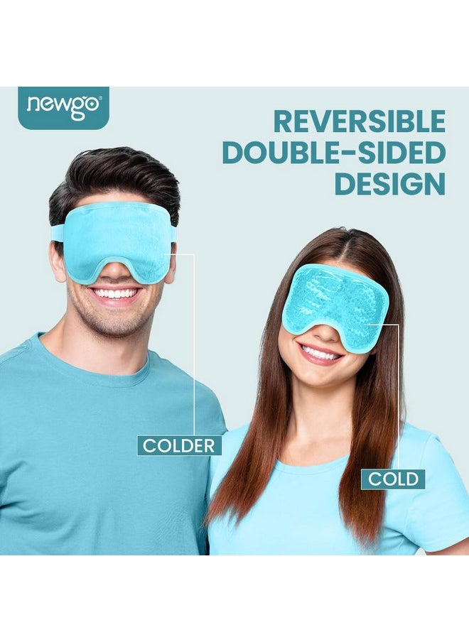NEWGO Cooling Eye Mask Cold Gel Eye Mask for Eye Puffiness, Tired Eyes, Migraines, Stress, Itchy Eyes, Eye Lid Surgery, Eye Relief Mask for Sleeping, Skin Care, Eye Spa - Blue