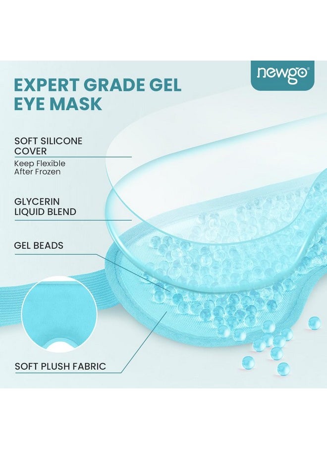 NEWGO Cooling Eye Mask Cold Gel Eye Mask for Eye Puffiness, Tired Eyes, Migraines, Stress, Itchy Eyes, Eye Lid Surgery, Eye Relief Mask for Sleeping, Skin Care, Eye Spa - Blue