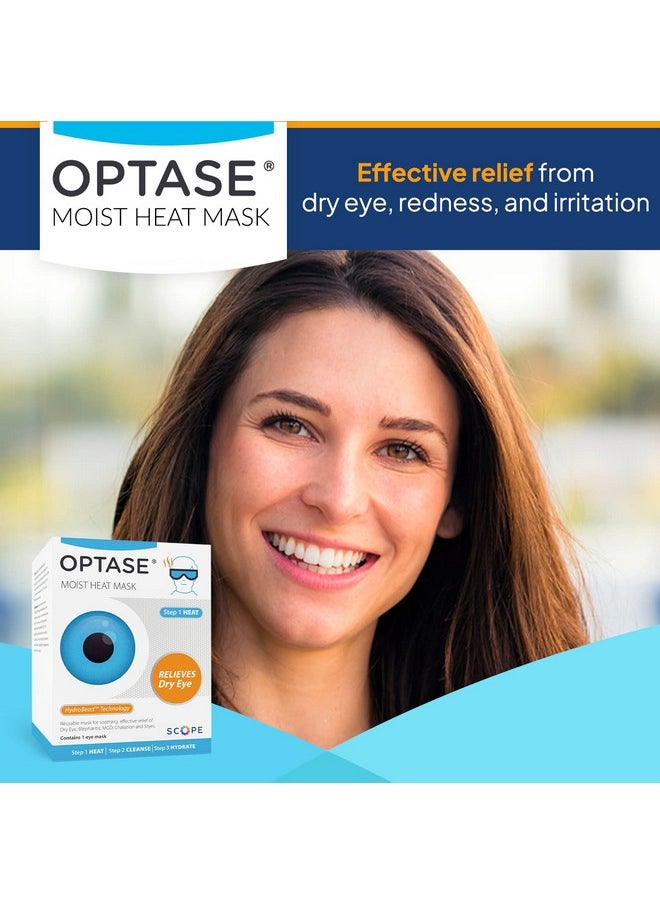 Optase Moist Heat Eye Mask for Dry Eyes - Dry Eye Mask with HydroBead Technology - Washable, Microwaveable Eye Compress for Dry Eyes - Dry Eye Therapy Mask Holds Heat for 10 Minutes - Step 1 Heat