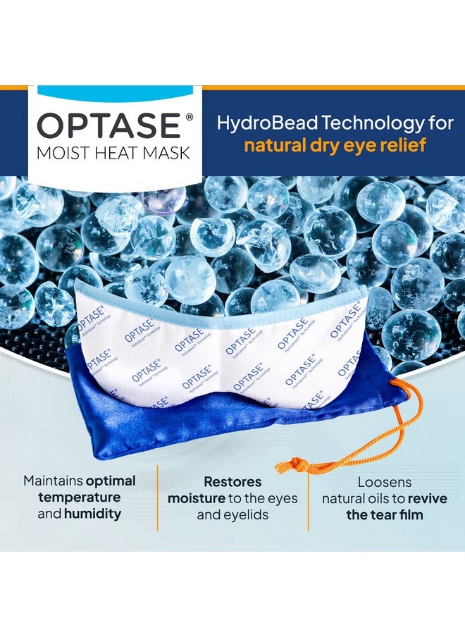 Optase Moist Heat Eye Mask for Dry Eyes - Dry Eye Mask with HydroBead Technology - Washable, Microwaveable Eye Compress for Dry Eyes - Dry Eye Therapy Mask Holds Heat for 10 Minutes - Step 1 Heat