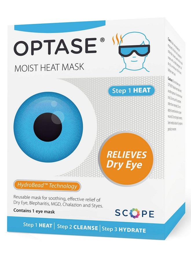 Optase Moist Heat Eye Mask for Dry Eyes - Dry Eye Mask with HydroBead Technology - Washable, Microwaveable Eye Compress for Dry Eyes - Dry Eye Therapy Mask Holds Heat for 10 Minutes - Step 1 Heat