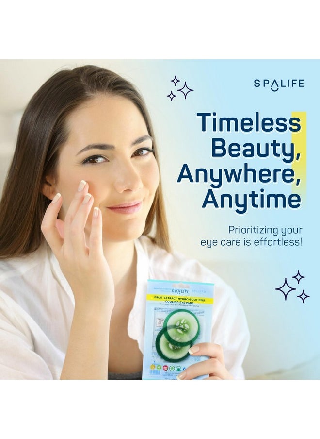 SpaLife Cooling Eye Pads - Korean Soothing Eye Pads for Dark Circles, Puffy Eyes, and Wrinkles - 48 Pads with Fruit + Vegetable Extracts - Revitalizing Hydrating Eye Pads for Eye Treatment (Cucumber)