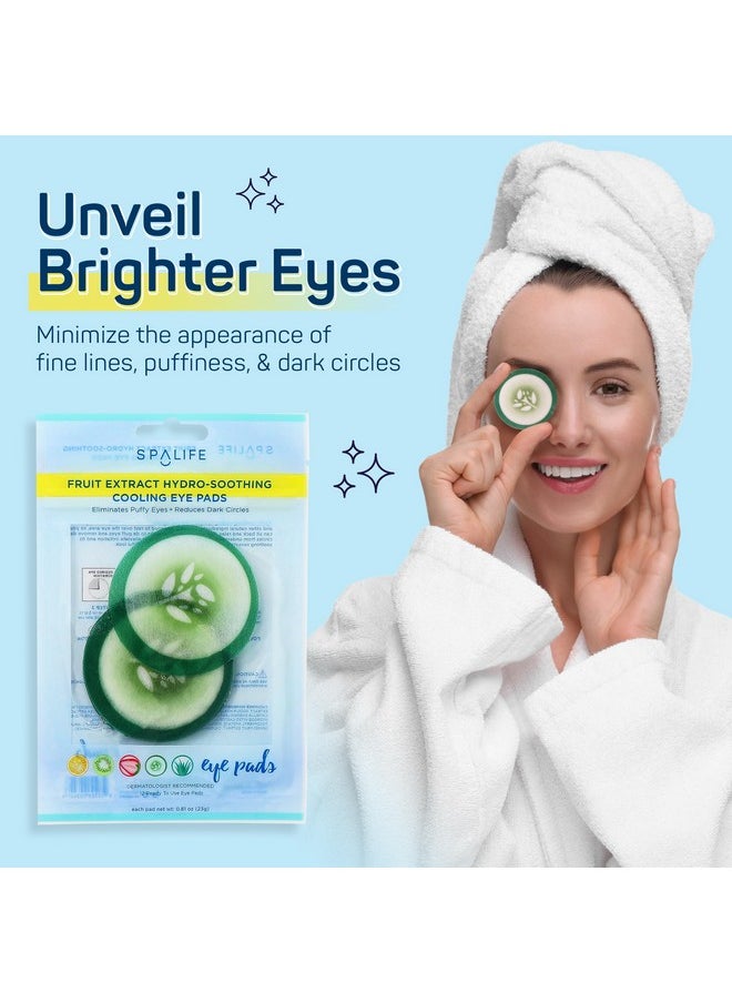SpaLife Cooling Eye Pads - Korean Soothing Eye Pads for Dark Circles, Puffy Eyes, and Wrinkles - 48 Pads with Fruit + Vegetable Extracts - Revitalizing Hydrating Eye Pads for Eye Treatment (Cucumber)