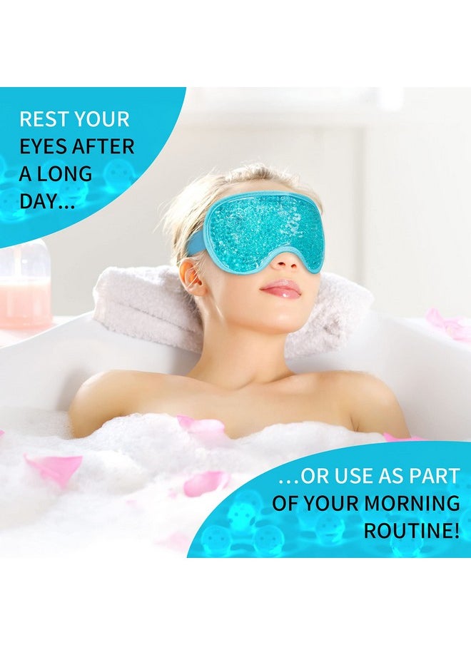 Cooling Eye Mask with Gel Bead, Reusable Cold Compress Ice Pack Sleeping Eye Cooling Pads for After Eyelid Surgery, Puffiness, Puffy Eyes, Headache, Migraine Relief(Blue)
