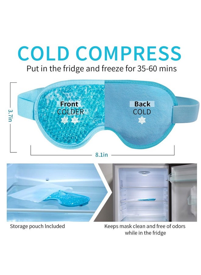 Cooling Eye Mask with Gel Bead, Reusable Cold Compress Ice Pack Sleeping Eye Cooling Pads for After Eyelid Surgery, Puffiness, Puffy Eyes, Headache, Migraine Relief(Blue)