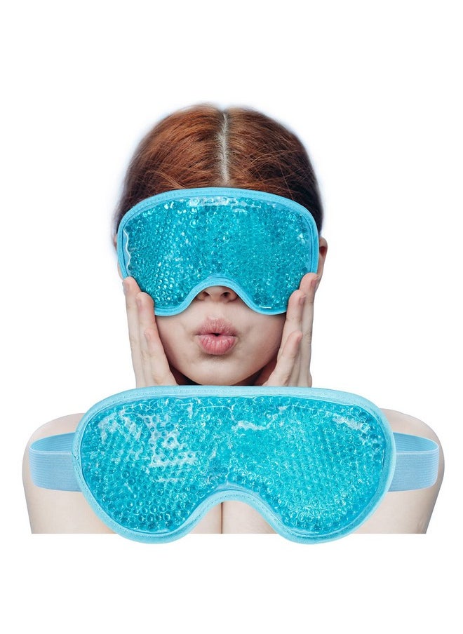 Cooling Eye Mask with Gel Bead, Reusable Cold Compress Ice Pack Sleeping Eye Cooling Pads for After Eyelid Surgery, Puffiness, Puffy Eyes, Headache, Migraine Relief(Blue)