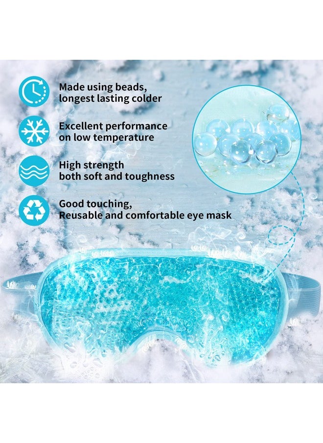 Cooling Eye Mask with Gel Bead, Reusable Cold Compress Ice Pack Sleeping Eye Cooling Pads for After Eyelid Surgery, Puffiness, Puffy Eyes, Headache, Migraine Relief(Blue)