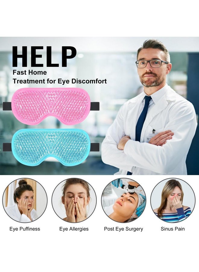 BeeVines Gel Eye Mask, 2 Pack Cooling Ice Masks for Puffy Eyes for Men & Women, Cold & Warm Compress for Post Surgery, Puffiness, Allergies, Sinuses & Migraines Treatment
