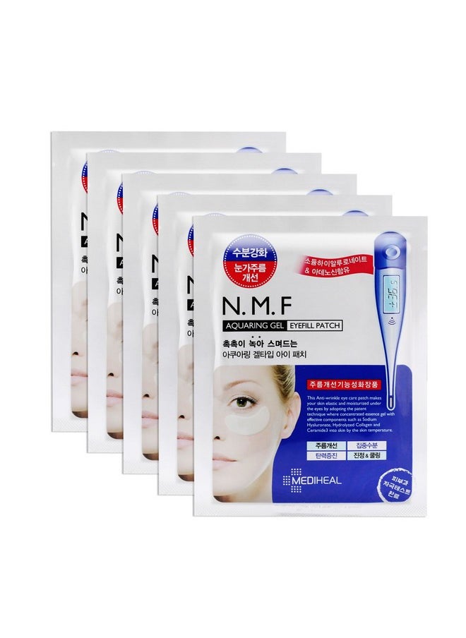 Mediheal N.M.F Aquaring Gel Eye Fill Patch 5 Pouch - Anti Wrinkle Under Eye Care Patches, NMF and Marine Collagen, Ceramide Intensive Moisturizing and Elasticity